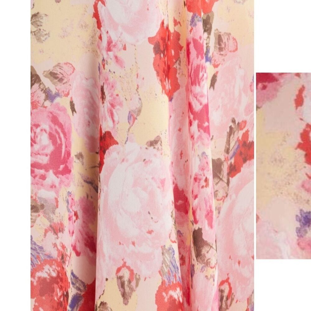 Floret Studios Floral Ruffle Waist A-line Dress in Pink Floral Size Large - Picture 12 of 16